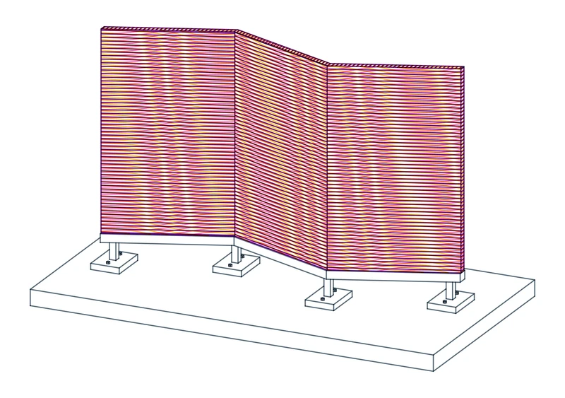 Folded screen / Interference · three pens