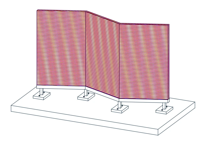 Folded screen / Moiré · three pens